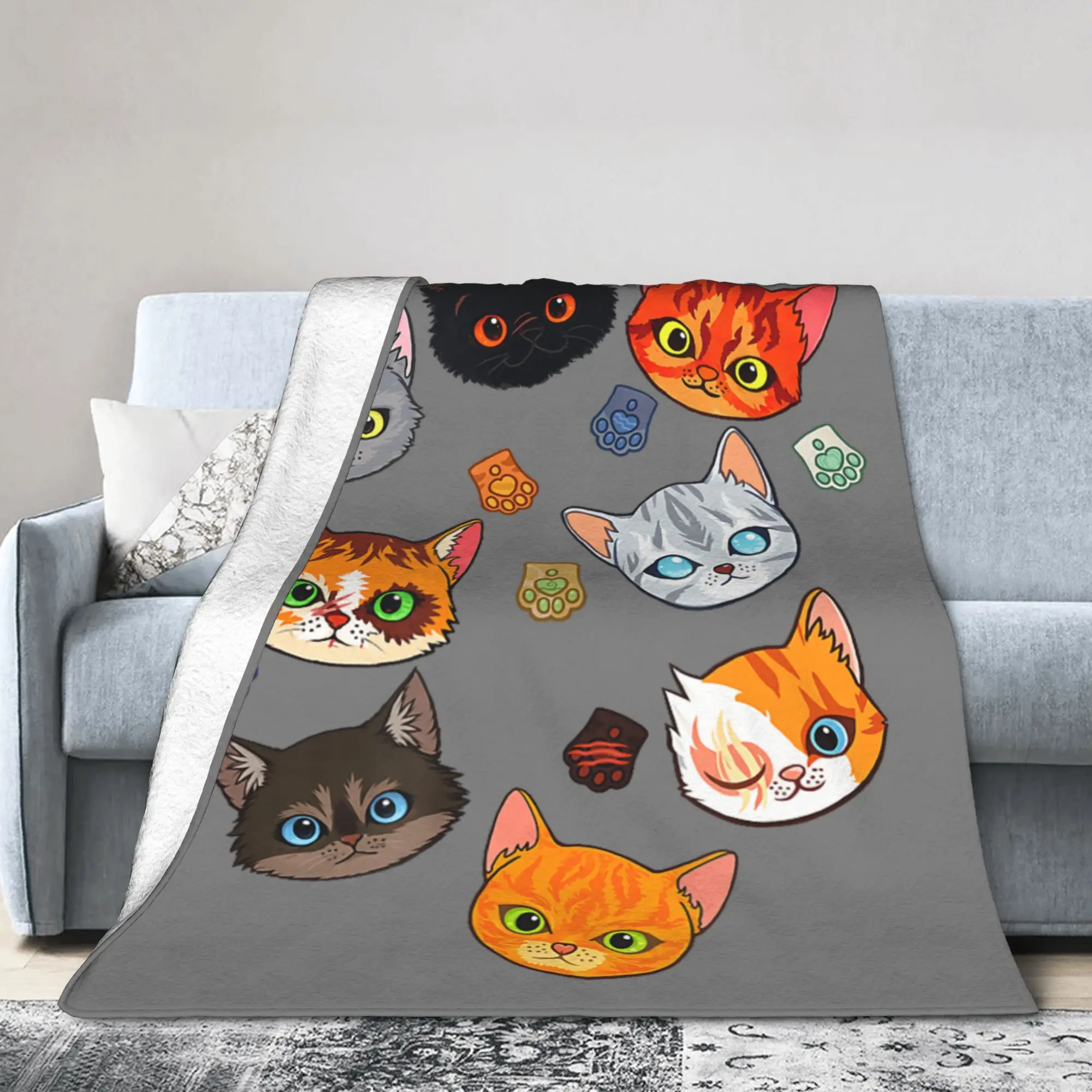 Warriors Wind Shadow River Star Cat Funny Blanket Cover Flannel FireStar Ultra-Soft Throw Blanket for Bedspread Multi-function