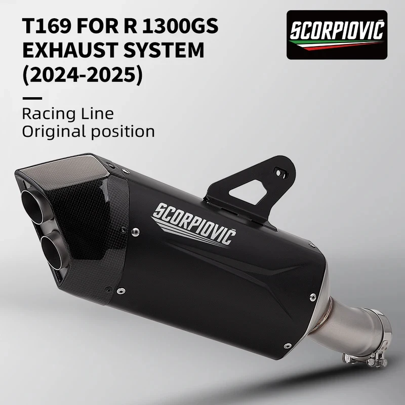 

Motorcycle 60mm Carbon Slip On Exhaust Muffler Compatible with Original Pipe For R1300GS ADV R1300R R1300RS 2024-2025