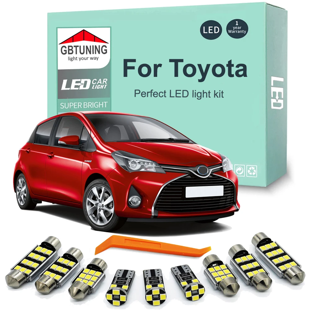 

Автомобильные аксессуары для Toyota Yaris, Corolla, RAV4, CHR, Avensis T25, T27, Auris, Prius: комплект светодиодных ламп Canbus для салона и подсветки номерного знака