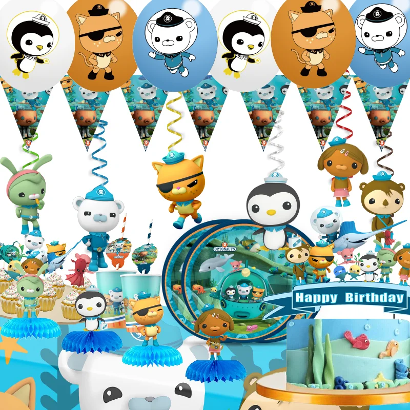 disney the octonauts theme sea party supplies decorations kids birthday disposable tableware plate tablecloth party theme favors