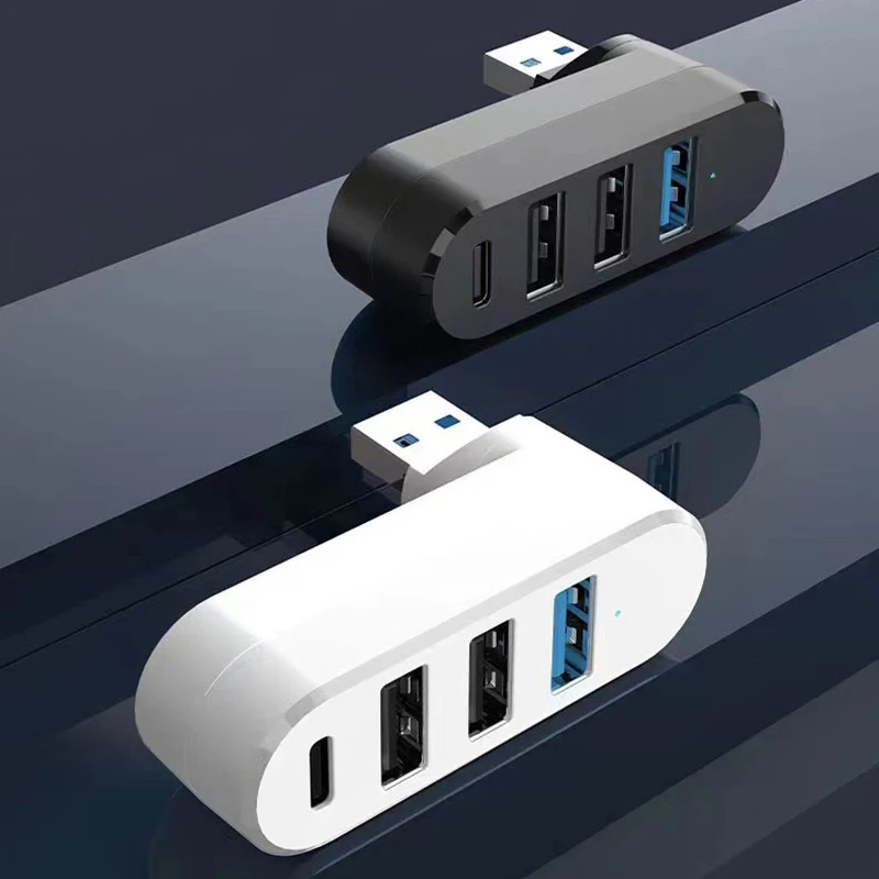 4 In 1 USB 3.0 Hub 180 Grad Rotation Port Multi Typ-C USB Splitter Hub Netzteil Mehrere Expander 2,0 USB 3,0 HUB Für PC