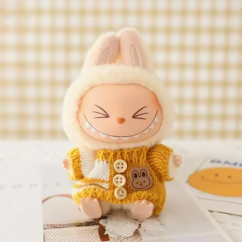 

For 15-17 Cm Labbubu Clothes Original Labubu Toy Luxury Doll New Sitting Party Bear Label Scarf Hat Bag Dolls Accessories Cute