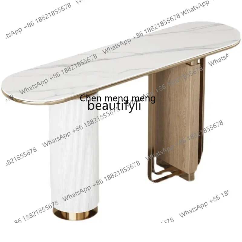 

xz1Stone Plate Console Living Room Entrance Entrance Cabinet Side View Desk-Type Wall-Mounted a Long Narrow Table Console Tables
