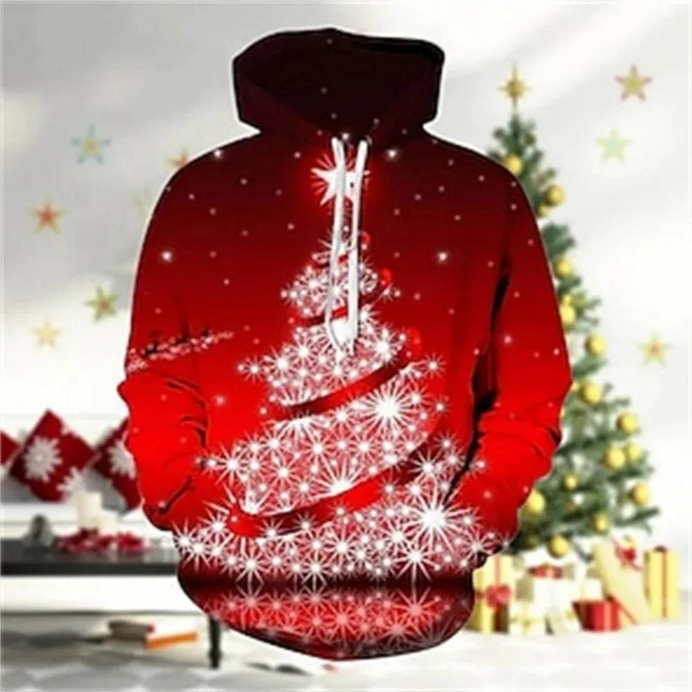 

Christmas Men's Sweatshirt 3D Fitness Abs Print Outdoors Sports Graphic Hoodie Harajuku Kangaroo Pocket Design Mens Clothing