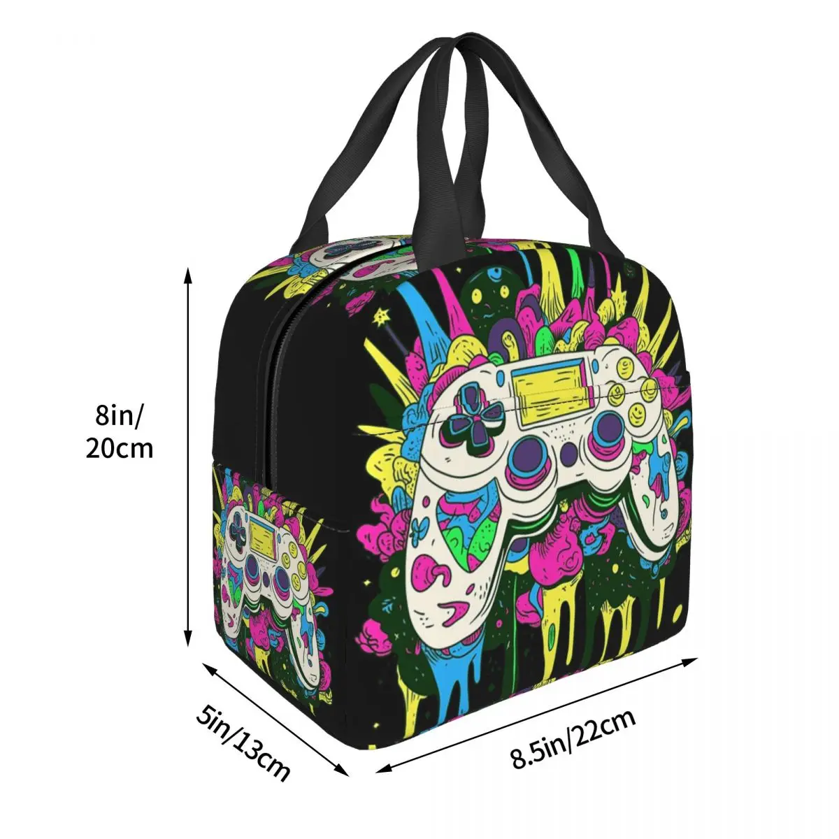 Colorful Graffiti Abstract Gamer Gamepad Insulated Lunch Bag for Women Children Portable Food Boxes Thermal Lunch Box Tote