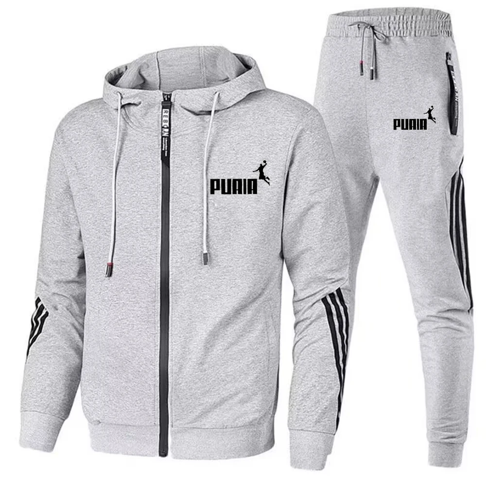 In 2024, new three stripe men\'s casual suit, men\'s scarf and printed pants with shiny logos, men\'s fitness clothing, sportswear