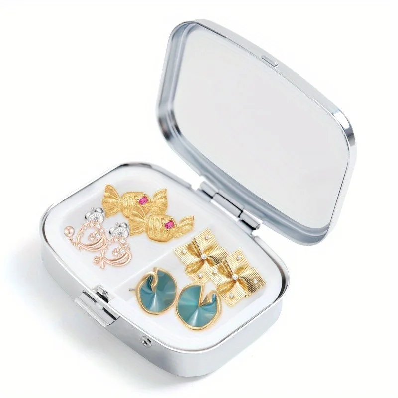 Charming Fox Pattern Medicine Box - Compact 2-Grid Moisture-proof Sealed Storage Box, Portable Metal Medicine and Vitamin Box