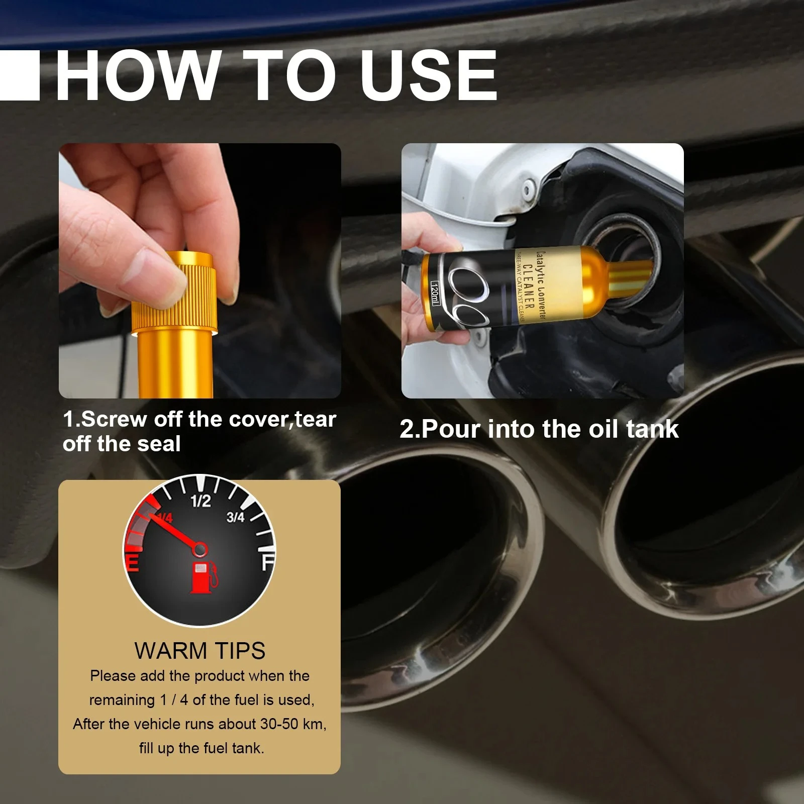 Catalytic Converter Cleaner Engine Carbon Deposit Remover Fuel System Cleaner for Improved MPG and Power Reduces Emissions