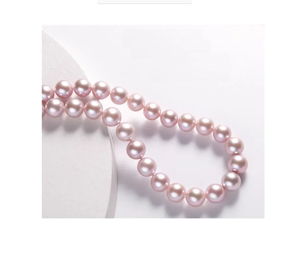 NEW 17'7-8MM GENUINE NATURAL PINK PEARL NECKLACE 925 Sterling Silver  Pendant  Jewelry