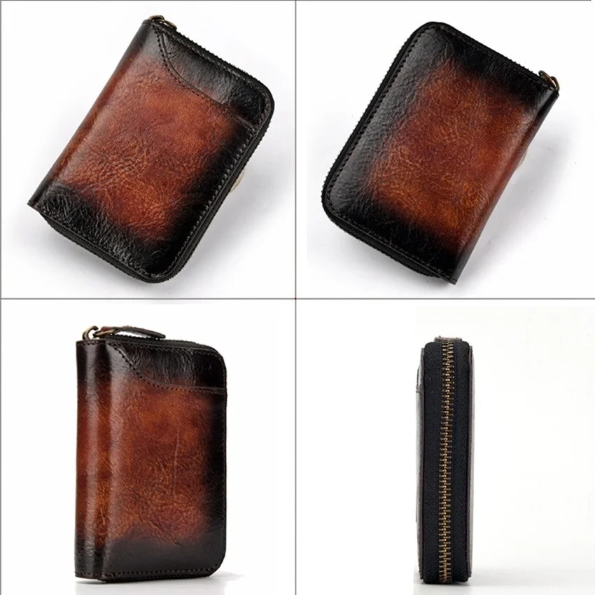 Retro Men's Wallet Bank Card Credit Card Holder Purse Cow Leather Clutch Wallet Billfold Multi-Card Wallet