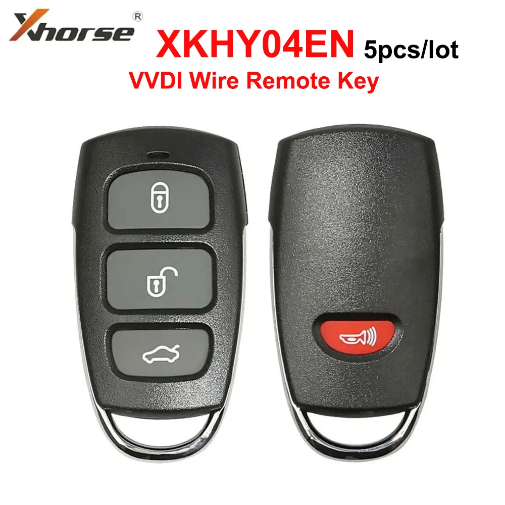 5pcs/lot Xhorse XKHY04EN Universal VVDI Wire Remote Key 4 Buttons Car Remote Key for VVDI Mini Key Tool VVDI2