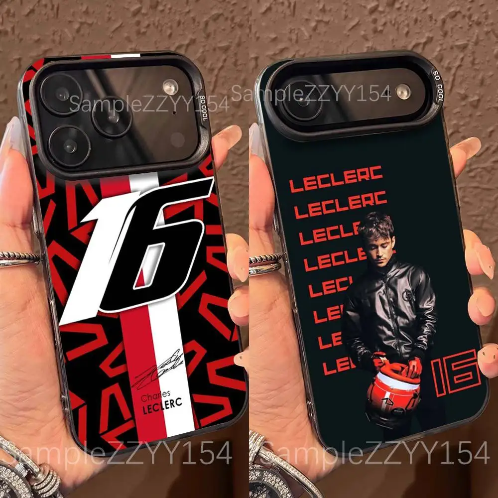 

C-Charles L-Leclerc 16 F1 Phone Case For iPhone 17,16,15,14,13,12,X,8,Pro,Max,Plus,E,SE4,Air,Mini Black IMD Matte