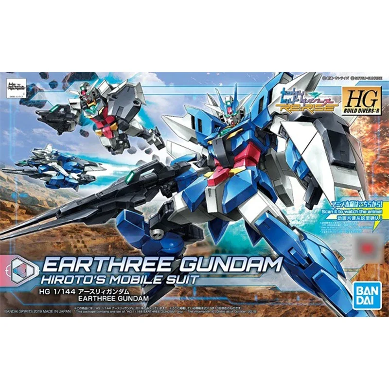 Original Bandai Gundam Anime Figure HGBD 1/144 Earth Gundam Build Divers Re RISE R 01 Assembly Model Anime Action Figures TOYS