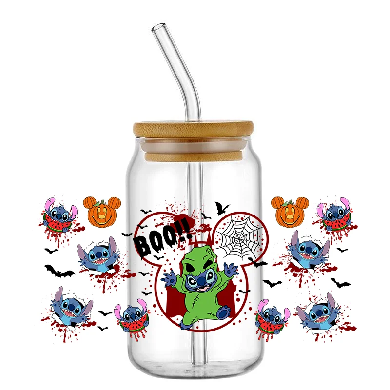 Personalize Halloween Stitch Up Transfer Sticker UV DTF DIY For 16oz Glass Cup Can Wraps Easy To Use Custom Mugs Gift Decals