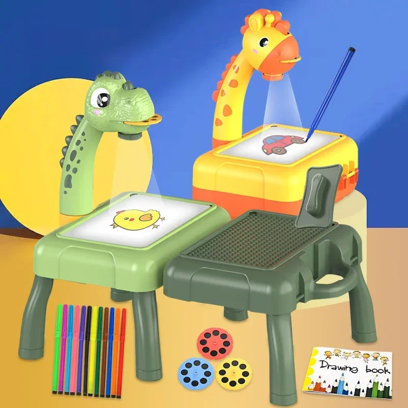Multifunctionele projectie schilderij opbergtafel tekentafel met lichte muziek schrijfblok educatief speelgoed kinderen kerstcadeau