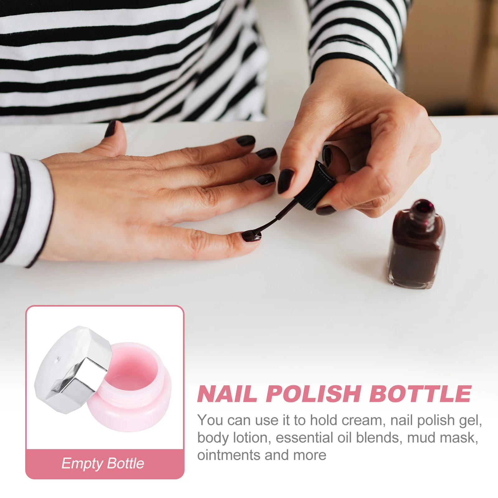 4 szt. Butelki na lakier do paznokci w żelu, małe, przenośne, puste pojemniki na krem, balsam, podróżne, wielokrotnego użytku, do przechowywania.