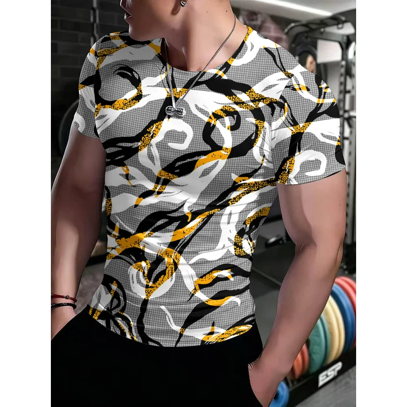 Men's athletic fitness and outdoor running training short-sleeved shirtTHigh-stretch quick-drying casual top
