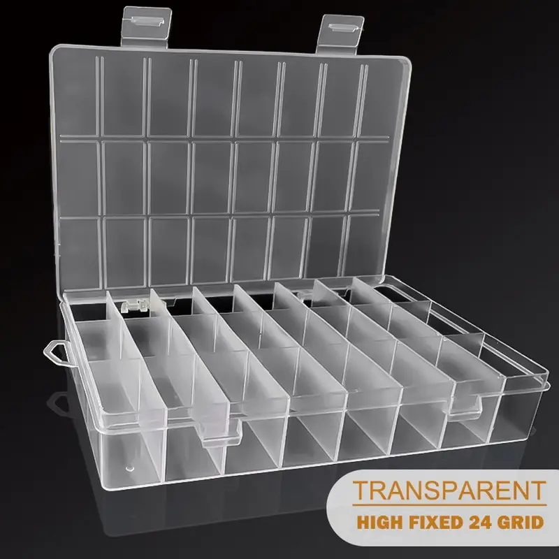 

1pcs Practical 24 Grids Compartment Plastic Storage Box Jewelry Earring Bead Screw Holder Case Display Parts Organizer Container