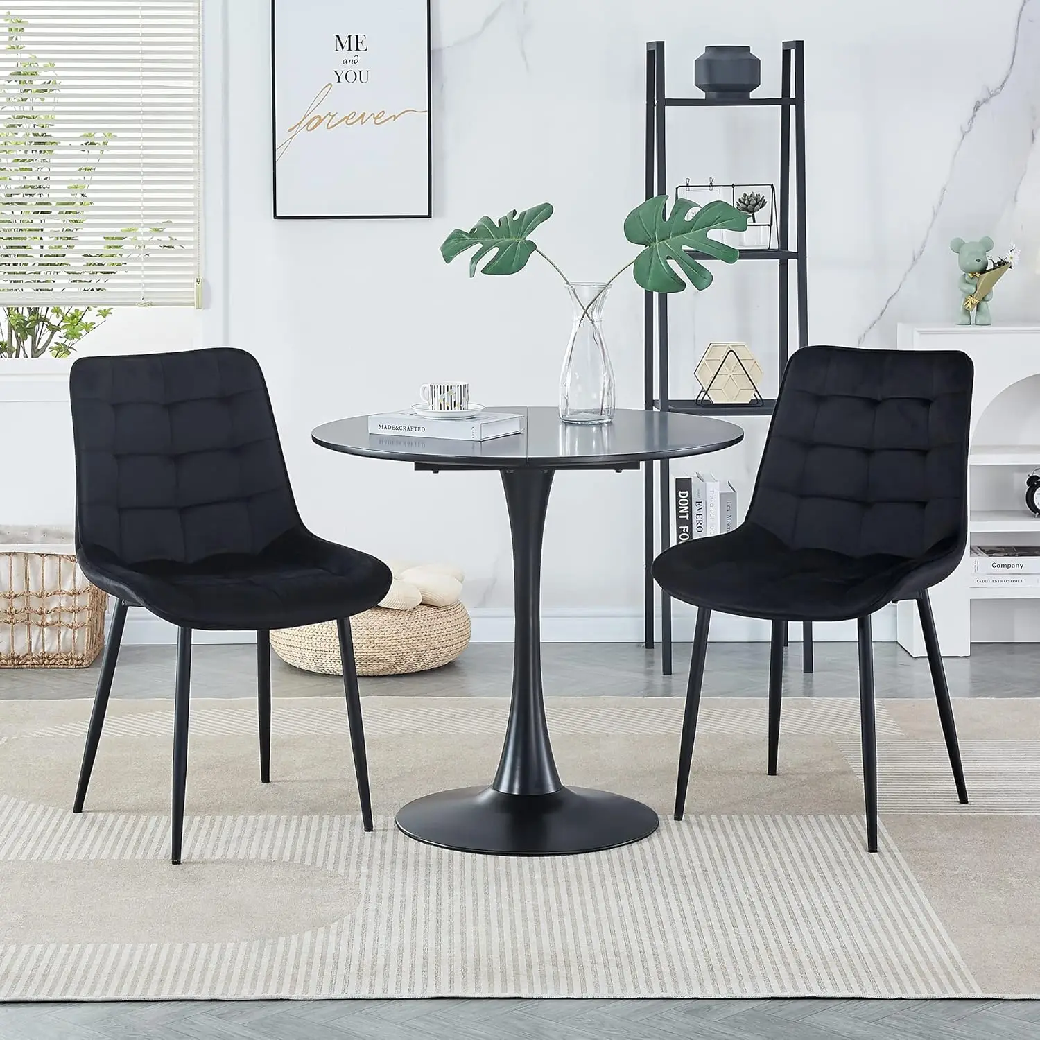 Charmma Dining Chair 2Pcs(Black),Modern Style,New Technology,Suitable For Restaurants, Cafes, Taverns, Offices, Living Rooms,