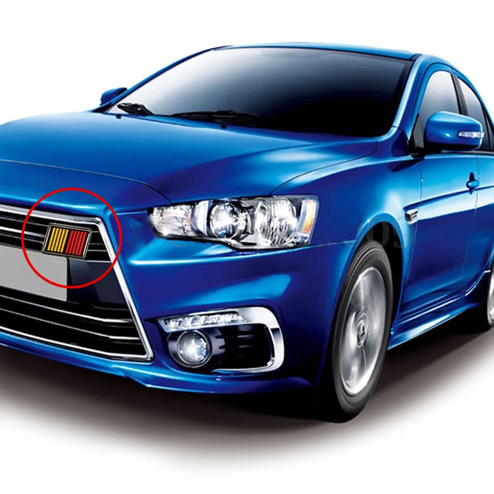 1 Pc Red/Yellow/Black Car Auto Front Grille Mount Emblem Badge Car Decals Decor For RALLIART Lancer Evolution