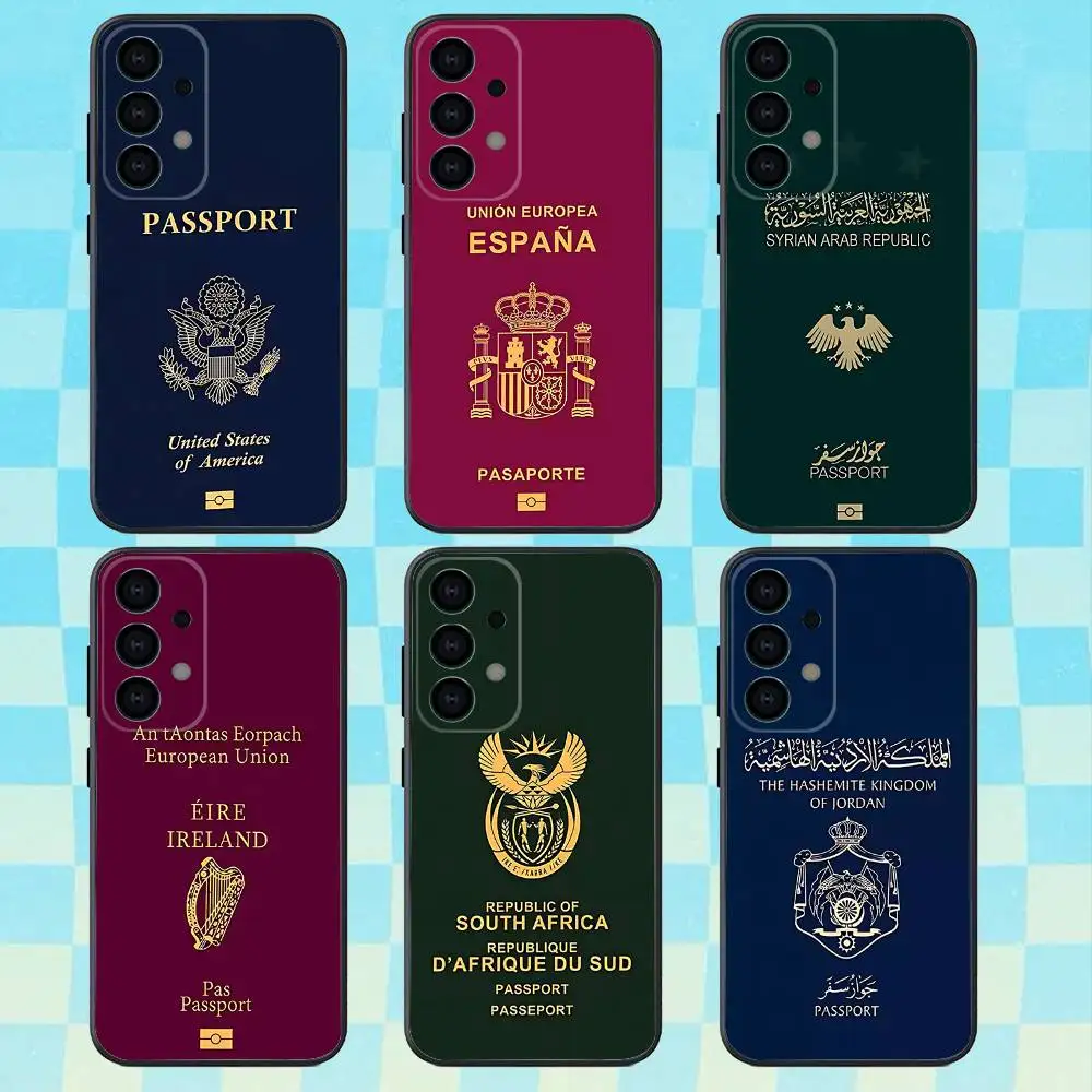 

Travel Espana Passport Phone Case For Samsung Galaxy A73,31,32,72,41,53,52,71,22,5G,Note,J7,8,9 Soft Black Cover