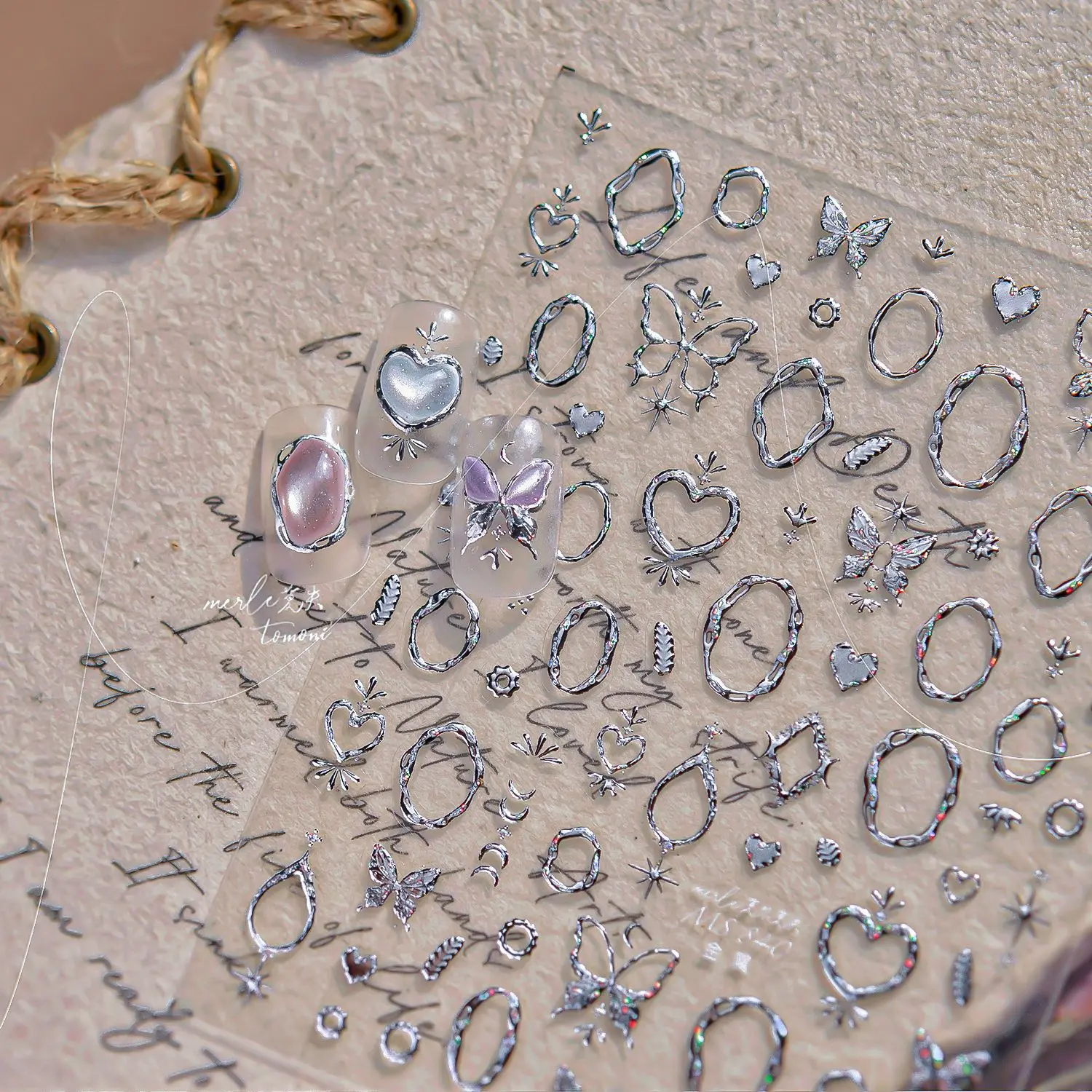 Metalen kleurrijke edelsteen vlinder liefde hoge kwaliteit gouden en zilveren nagelstickers ontwerp decoratie DIY manicure MS-832