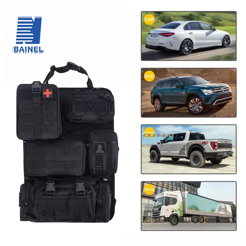 Тактический органайзер на спинку автомобильного сиденья. Тактический органайзер на панели автомобиля с 5 съемными чехлами Molle. Универсальный подходит для большинства автомобилей.