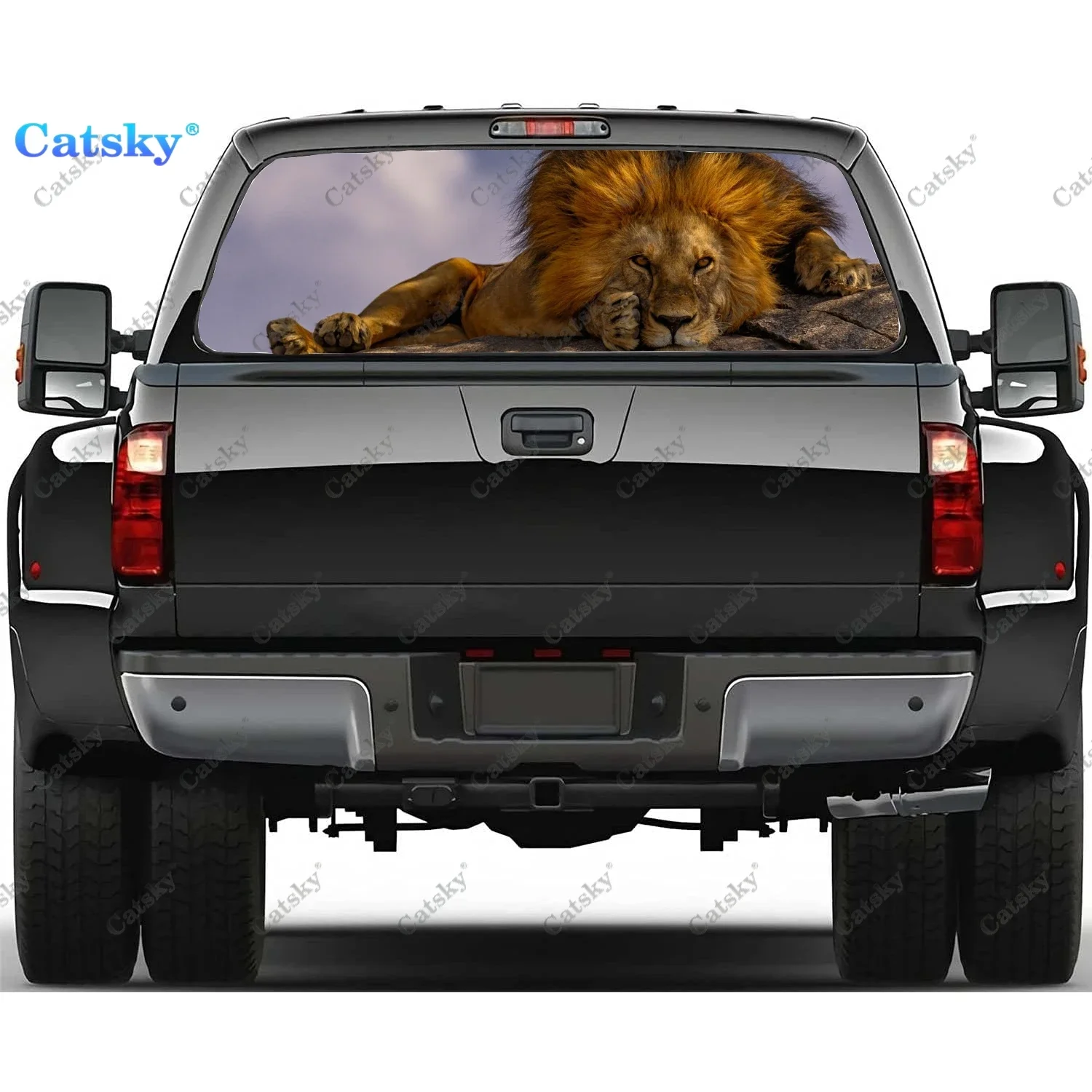 

Lion Animal Custom Car Rear Window Stickers Windshield Decal Truck Rear Window Decal Universal Tint Perforated Vinyl Graphic