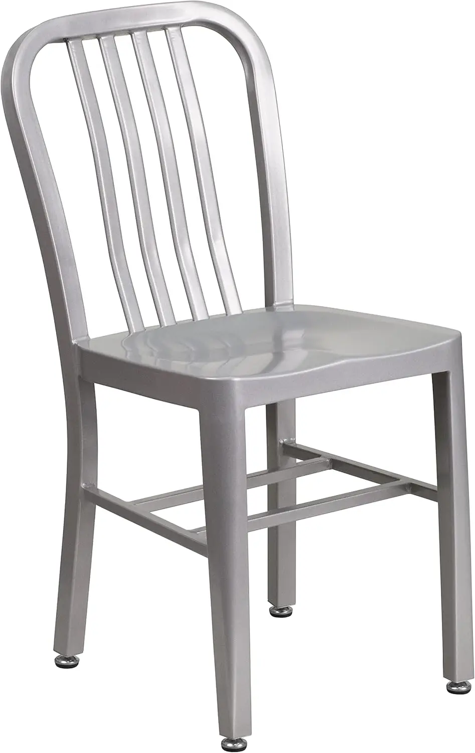 Gael Indoor/Outdoor Modern Metal Dining Chairs, Commercial-Grade Galvanized Steel Restaurant Chairs, Set of 2, Silver