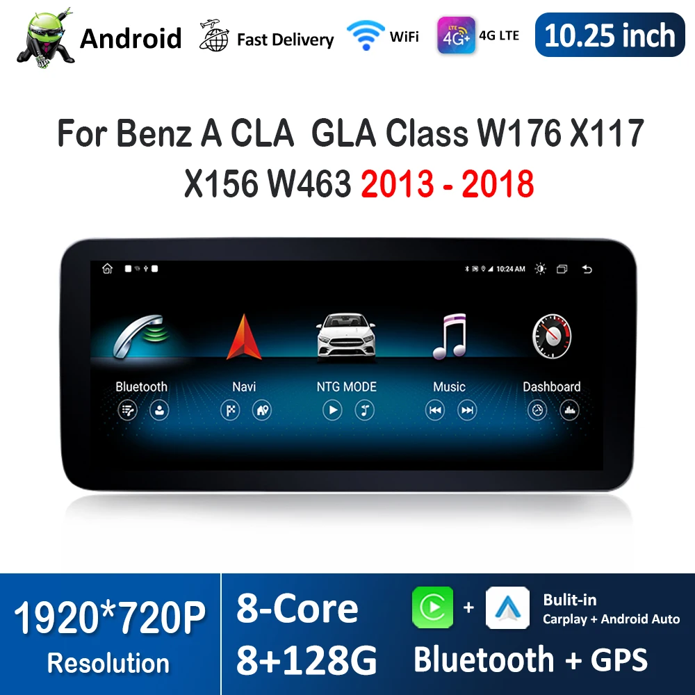 10.25 inch for Mercedes Benz A /CLA / GLA Class W176 X117 X156 W463 2013 - 2018 Android Car Radio Video Multimedia Player