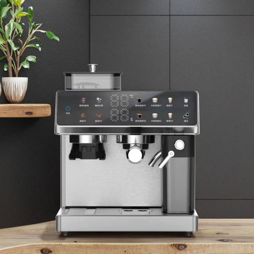 Smart Digital Touch Panel Upgraded Bean-to-Cup Coffee Maker with Built-in Grinder Dual Boiler Fast Brewing Cold Brew Mode