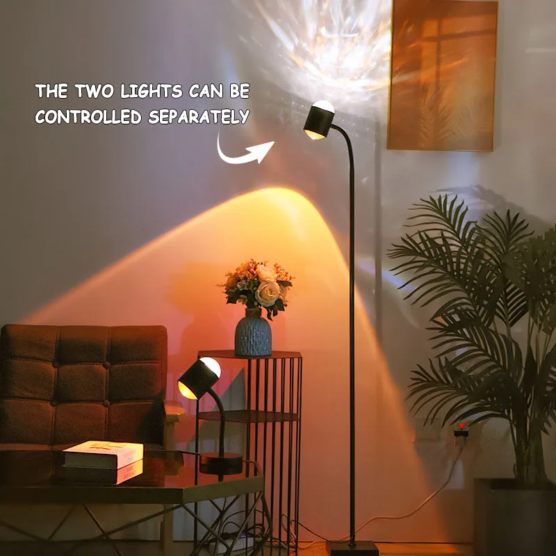 ضوء غروب الشمس ضوء الإسقاط برأسين LED الطابق الخفيفة لتقوم بها بنفسك هالة ضوء الغروب المستخدمة في القضبان غرف المعيشة غرف النوم لايف الاستوديو