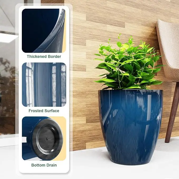 Round Planter Floor Flower Pot Tall Cylinder Large Tree Pot Indoor Decorative Planting Pot for Home Garden Balcony Decor