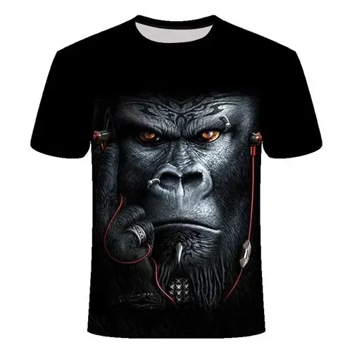 Summer 3D T-shirt Print Animal Monkey Gorilla Short Sleeve Funny Casual Jersey Top T-Shirt Men Large Size T Shirt Tops