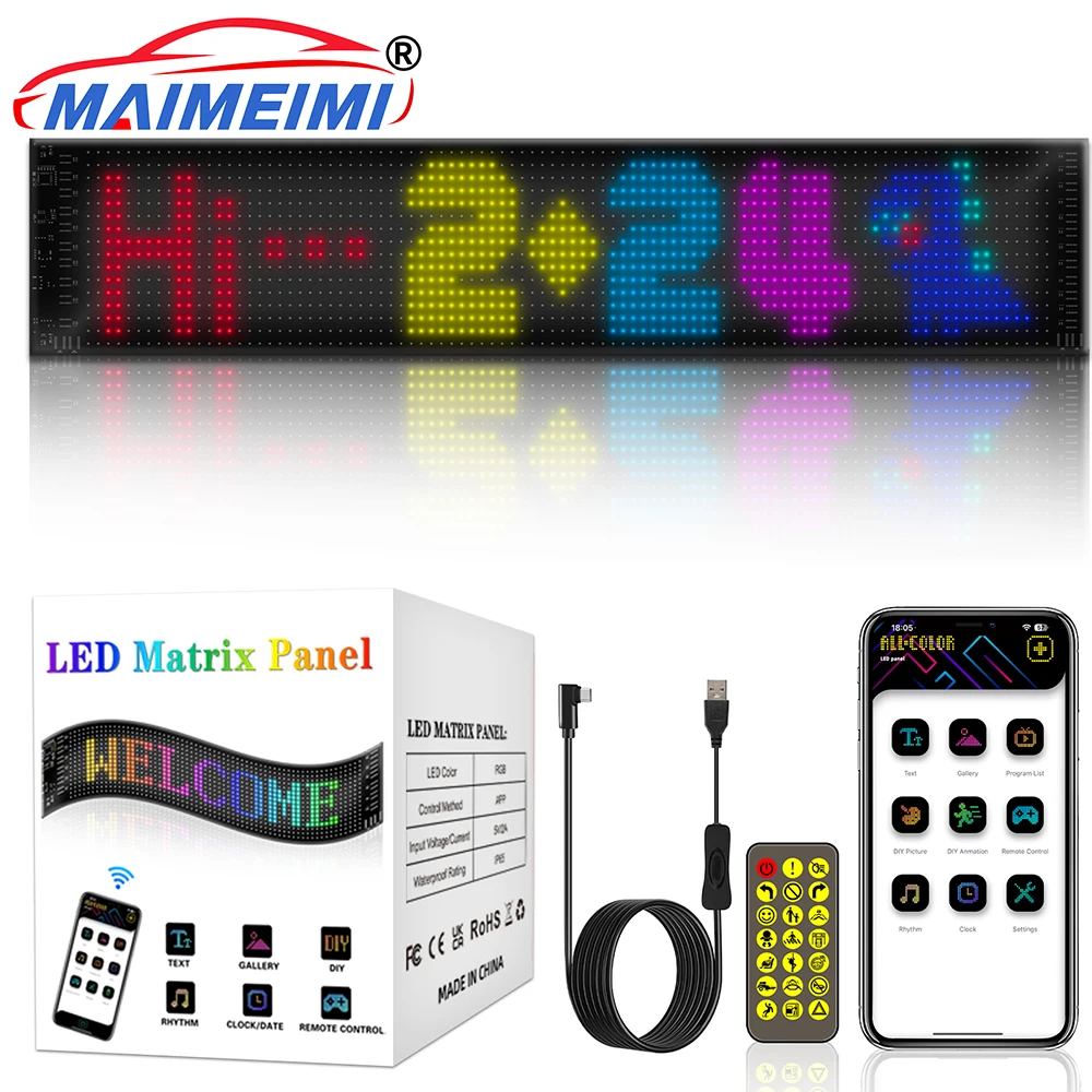 17/35/37/60CM LED AD Display Screen Message Scrolling Sign Board Ultra-thin Soft Flexible Advertising Light For Car Decor