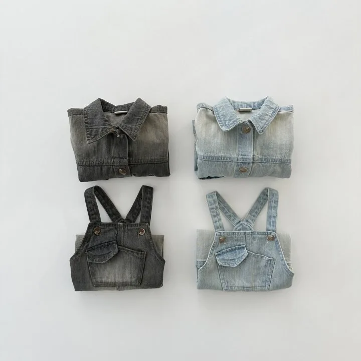 Solid Baby Girls Vintage Strap Trousers Boys Casual Pants Kids Versatile Jeans 2025 Autumn New Children Loose Denim Overalls