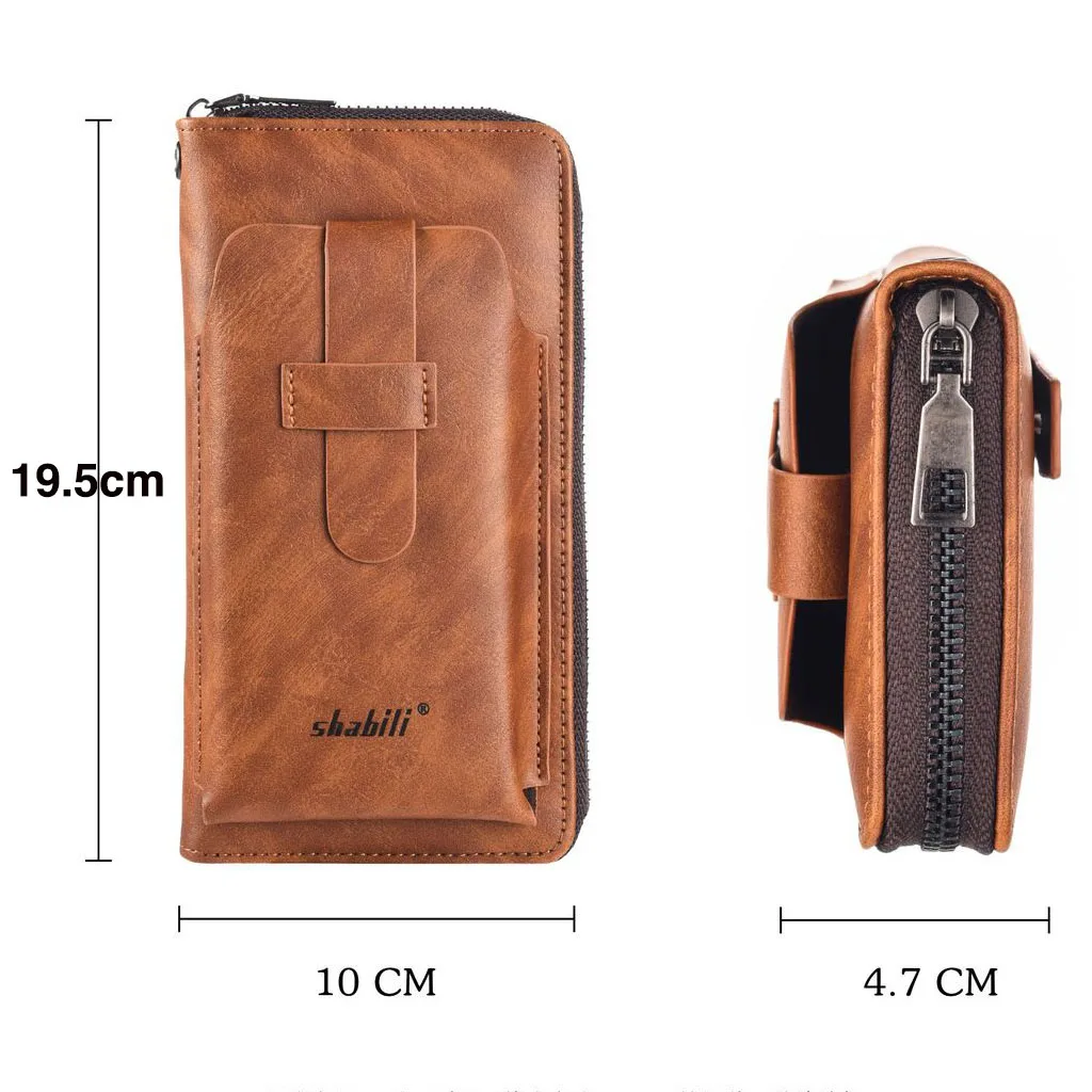 Portefeuille long en cuir PU pour hommes, porte-cartes de crédit, sac à main pour téléphone, fermeture éclair, grande capacité, marque, haute qualité