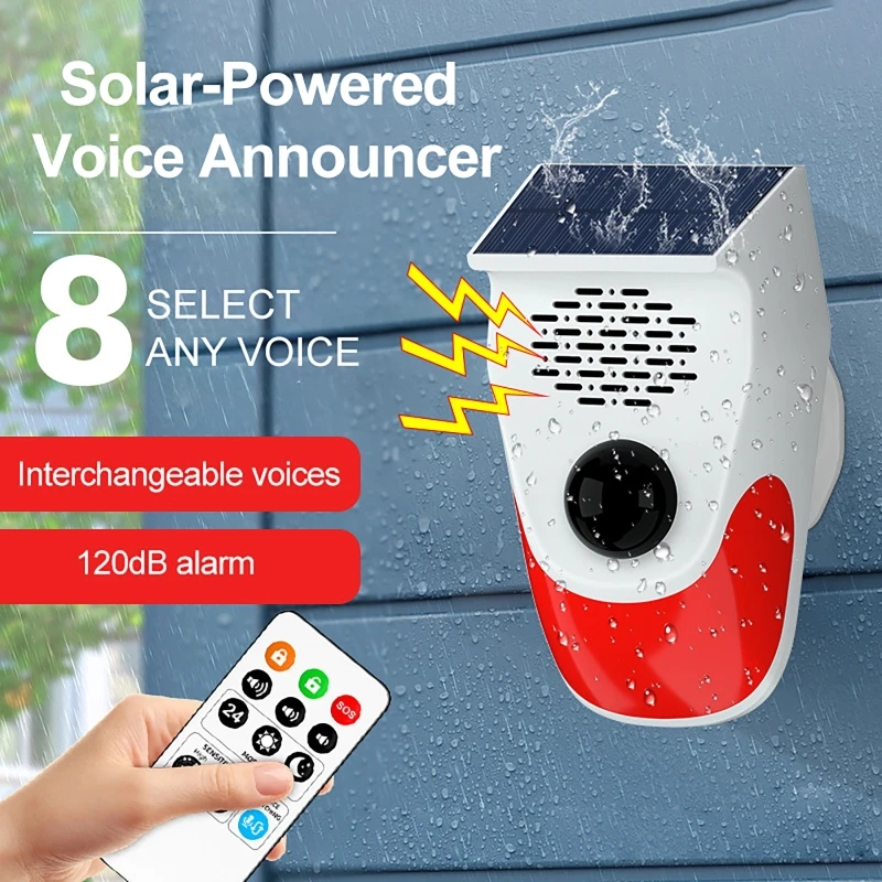 Detector de alarme wi fi 120db inteligente ao ar livre solar usb pir alarmes infravermelhos sirene som segurança do assaltante sensor estroboscópico controle remoto