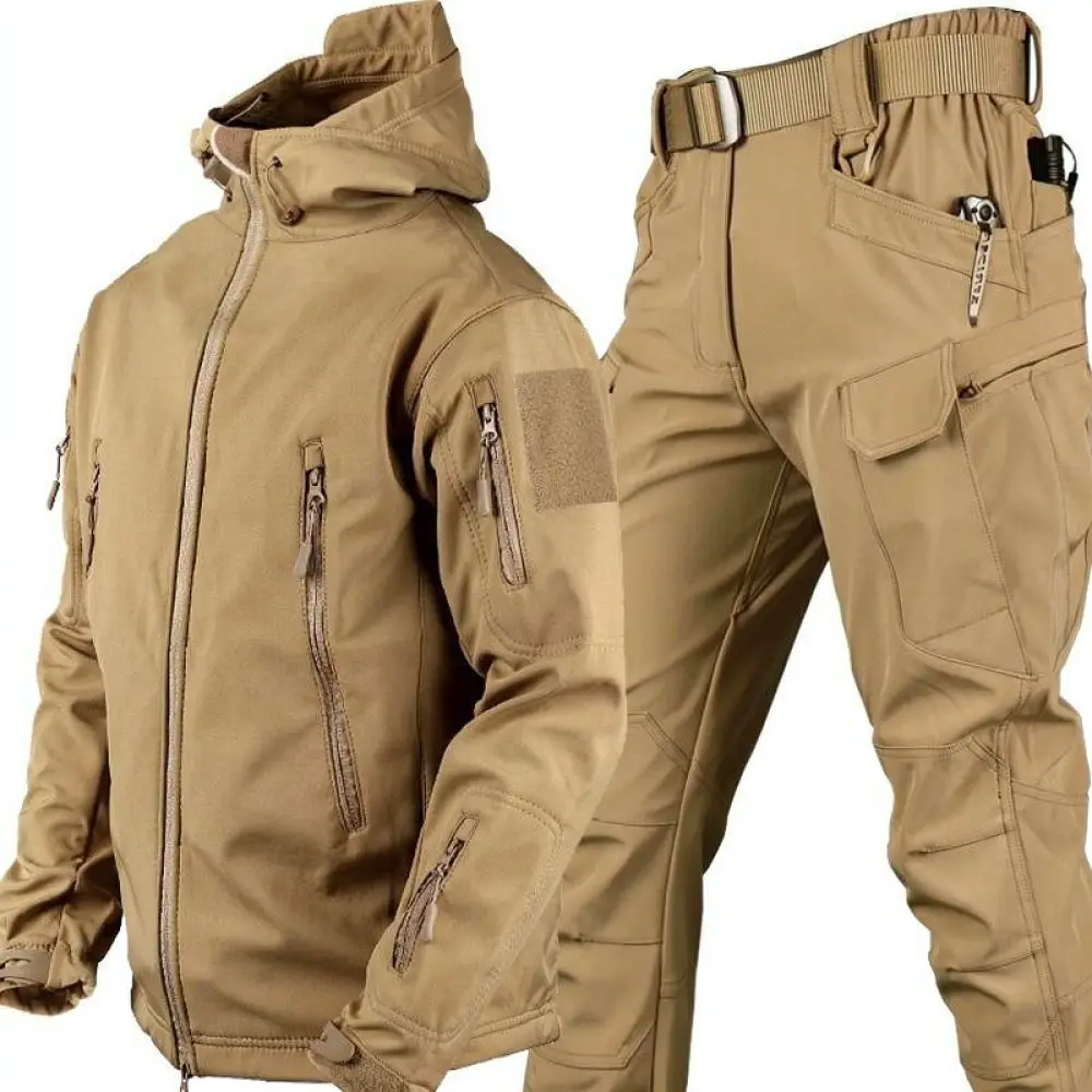 Winter Camouflage Softshell Suit Outdoor Tactical Jacket Pants Thermal Fleece Hiking Camping Sport Clothing