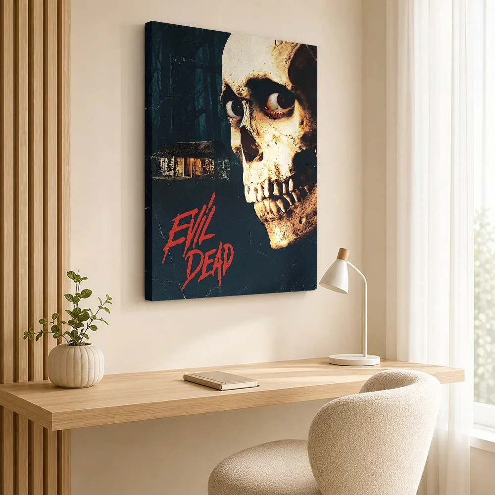 Evil Dead Movie Framed Canvas Poster Custom Photo Vintage Movie Canvas Wall Art for Man Cave Decor Ready to Hang Gift for Fans