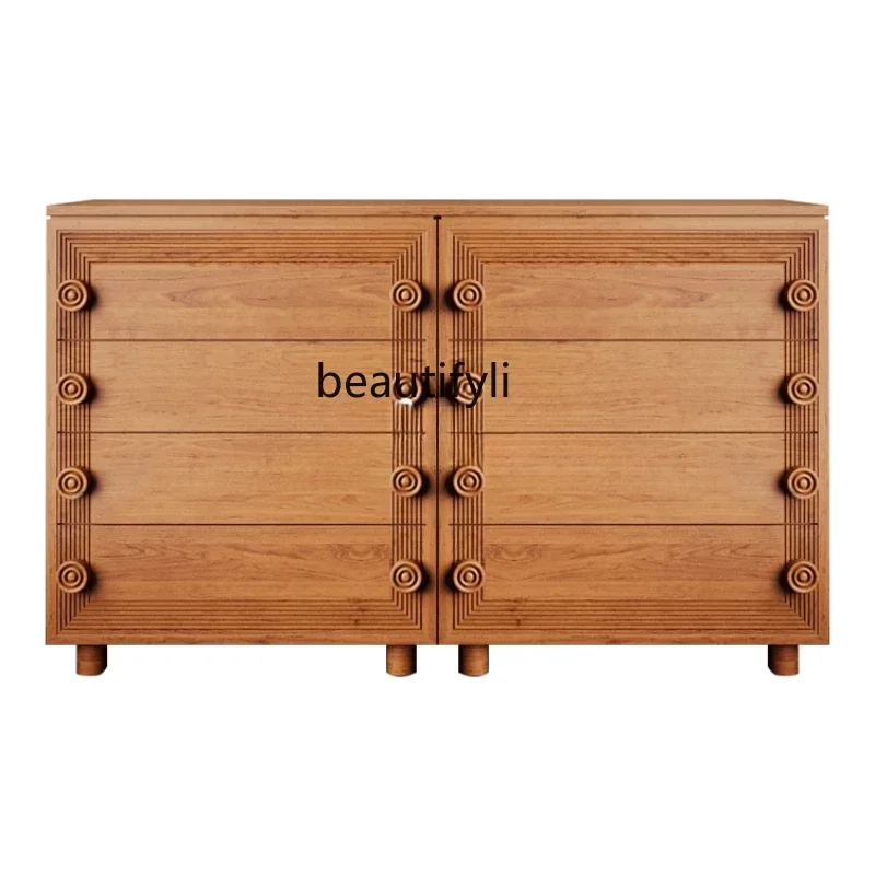 

A48 Medieval solid wood living room eight-bucket cabinet log old retro entrance locker, furniture