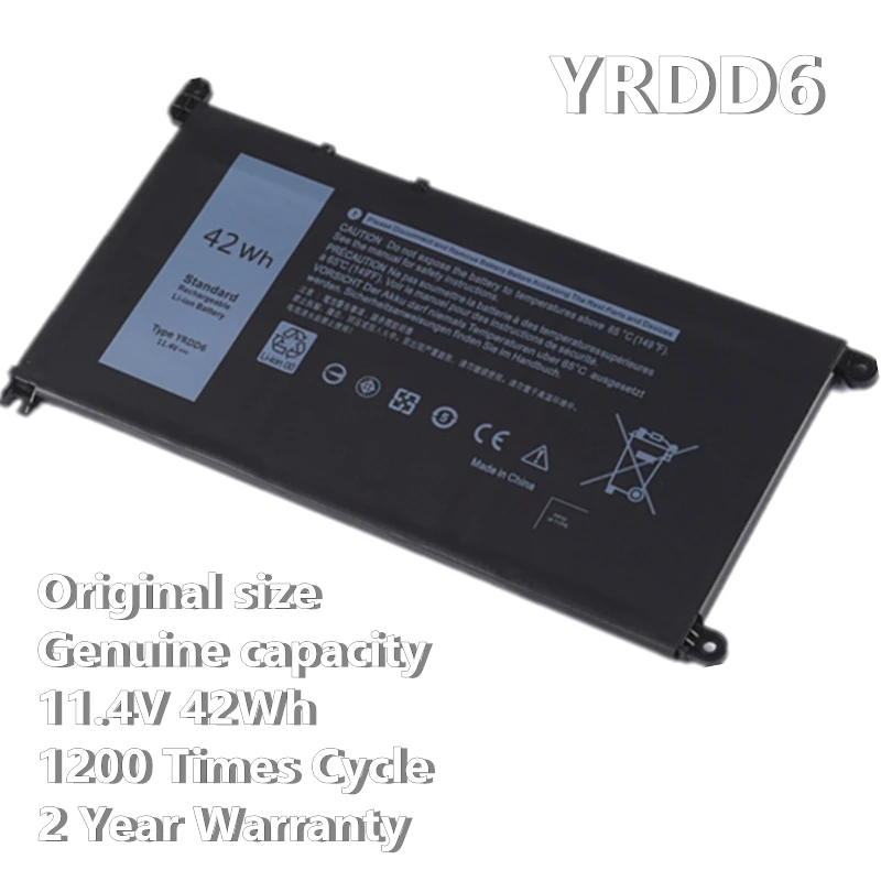 New 42Wh YRDD6 Lattop Battery For Dell Vostro 3491 3501 3590 3490 3591 5490 5581 5481 3400 3401 3405 3500 For Latitude 3300 3379