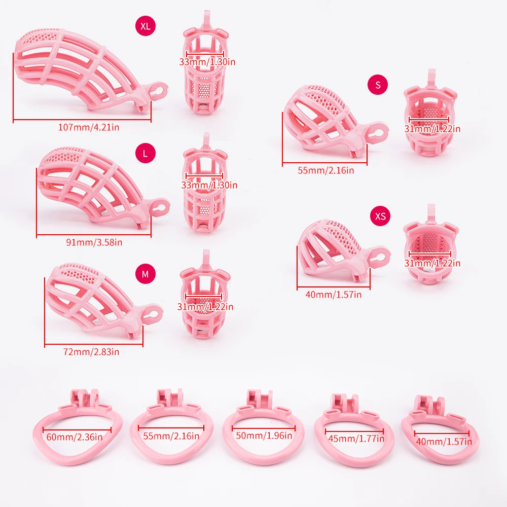 Honeycomb Pink Cock Cage Male Chastity Device Cage Penis Restraint Lock With 4 Base Rings Husband Loyalty BDSM Sex Toys For Men