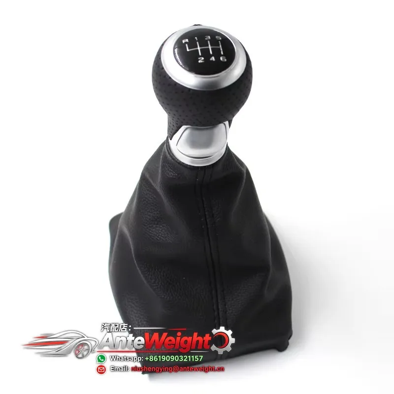 Luxury PU Leather Car Gear Shift Knob Stick Pen Gaiter Boot Cover For A4 S4 B8 8K A5 8T Q5 8R S Line 07-15 Chrome Ring