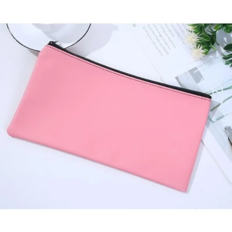 Zipper Bank Bags, 4 Pack Money Pouch Bank Deposit Bag PU Leather Cash and Coin Pouch bank envelopes with zipper