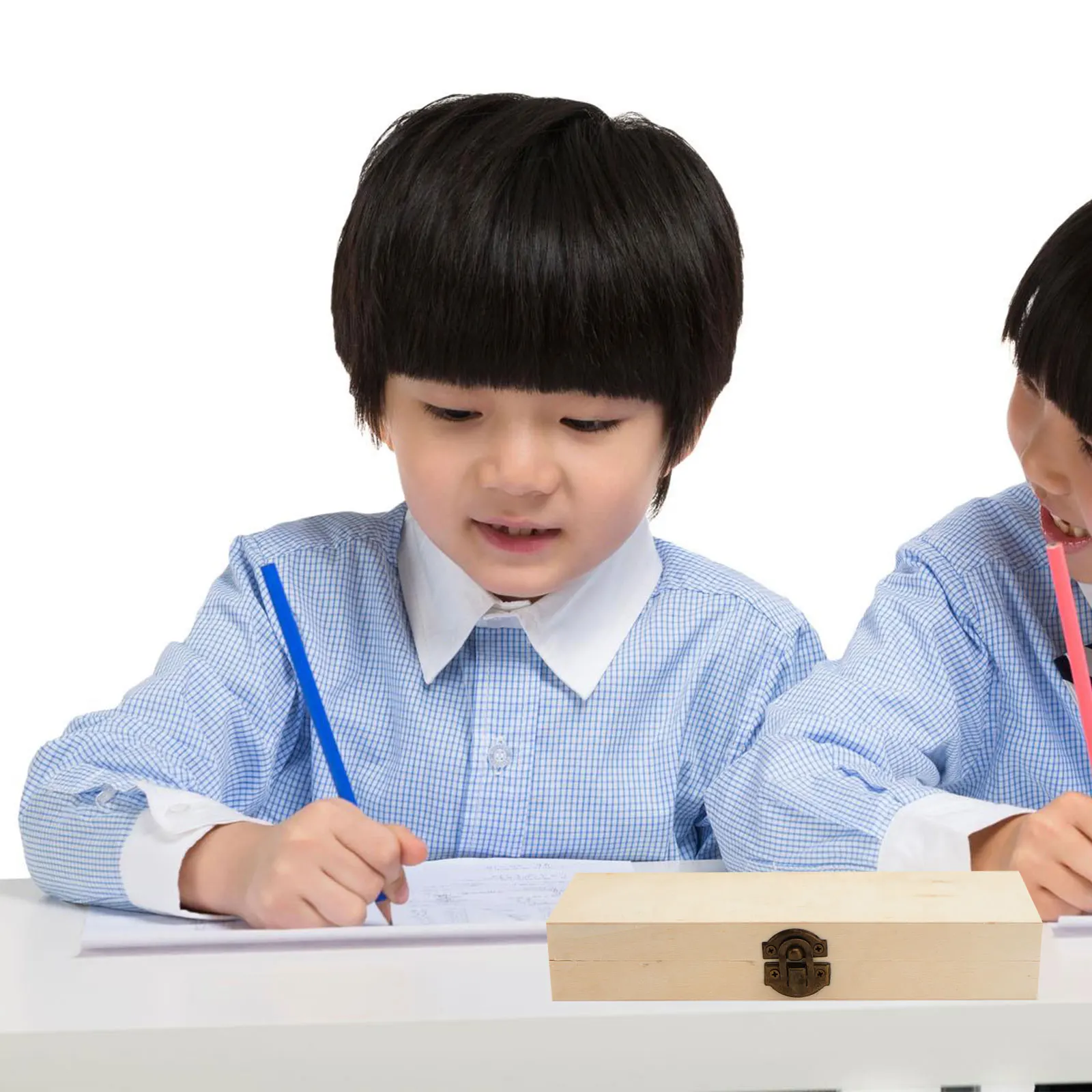 

2 Pcs Wooden Pencil Case Men and Women Aesthetic Stationery Solid School Supplies for