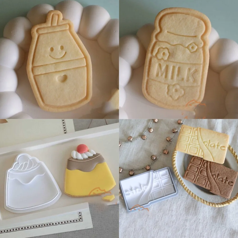 Molde para galletas con forma de botella de leche, Chocolate, Fondant, postre, pudín, galleta, molde para galletas, molde para cortador de galletas en relieve