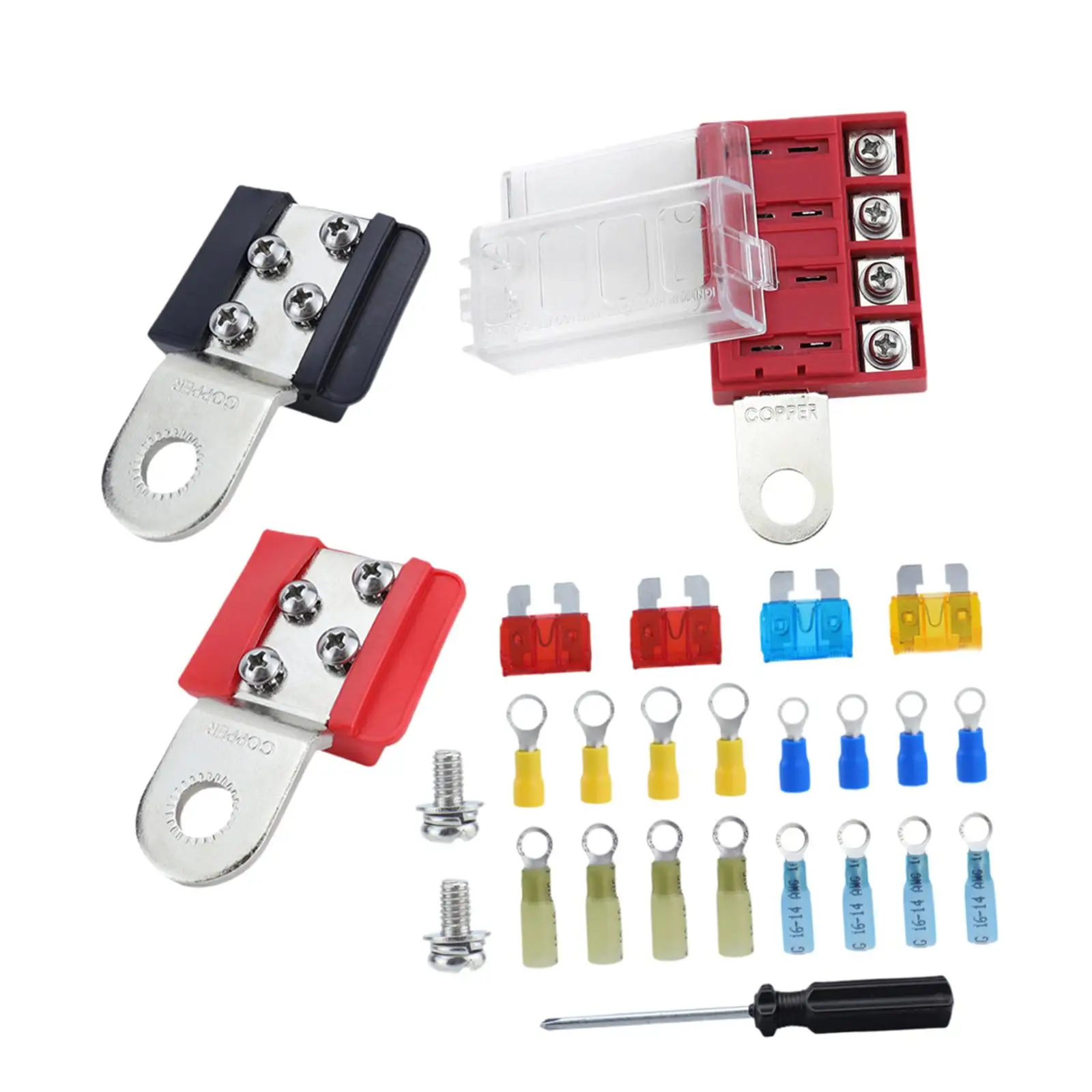 Terminal Mount Set 100A 32V Wear Resistant Premium Fuse Block 4 Circuit Terminal Positive and Negative for Rvs Ships Car