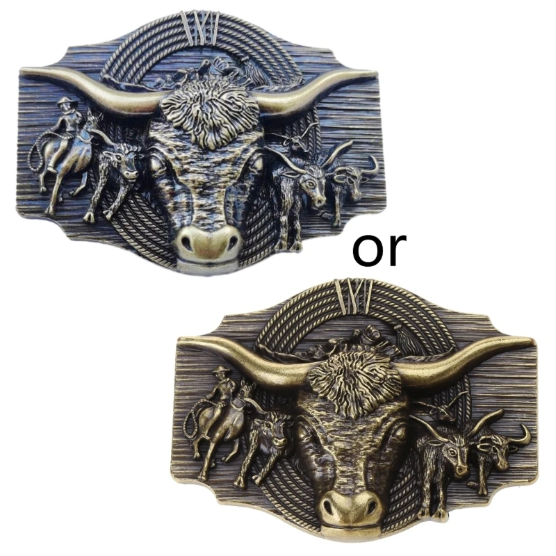 

Punk Ox Head Belt Buckle for Men Women Gift, Western Cowboy Belt Buckle