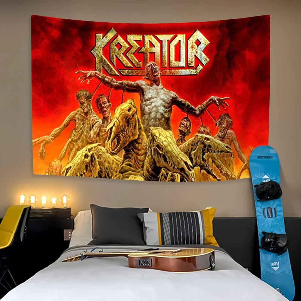 XxDeco Thrash Metal Band Tapestry Kreators Printed Rock Music Home Decoration Wall Hanging Large Fabric Background Bedroom Decor